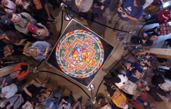 overhead shot of the finished sand mandala