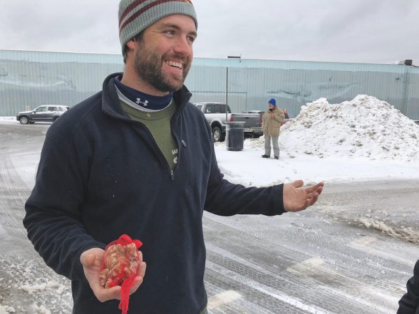 Lane Hubacz ’09 can be spotted on the Portland waterfront in all weather where he stages shellfish to transport to restaurants and distributors.