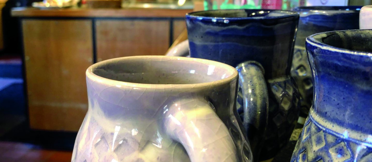 ceramic mugs created by Moira DesRosiers ‘18
