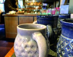ceramic mugs created by Moira DesRosiers ‘18