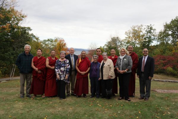 Members of the Center for Faith and Spirituality planning committee welcomed monks of Drepung Loseling Monastery to campus last fall. 
