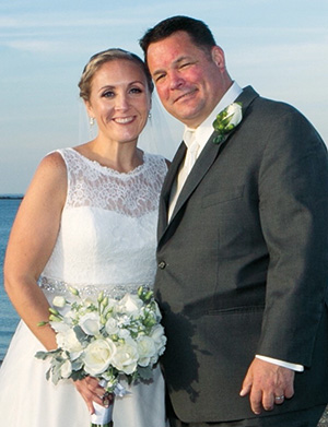 Jennifer Taylor and husband on wedding day