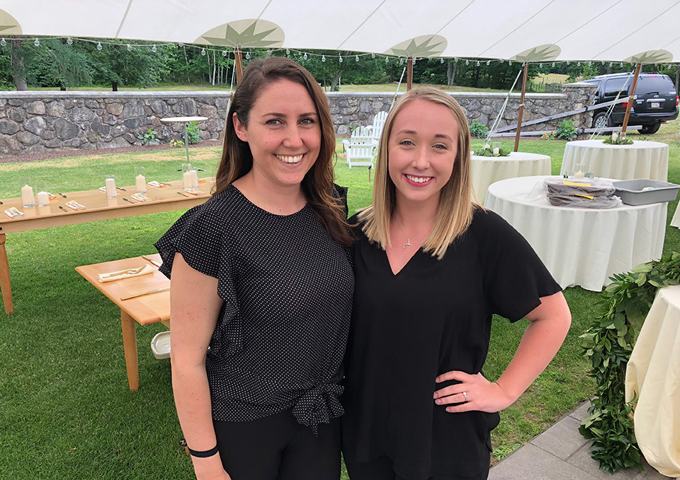 Agritourism and Events Director Victoria Amaro (left) mentored Gabriella Latini ’19 during a summer internship at the Stone Barn that focused on wedding planning. 