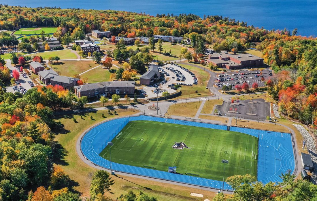 drone shot of campus in the fall, cropped version